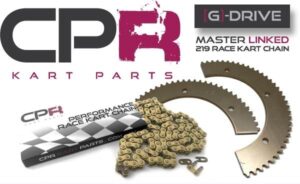 Go Kart CPR G-DRIVE GOLD Race Chain w/Link and SPLIT Sprocket BUNDLE 219 Pitch BRAND NEW (SUITS 4SS)