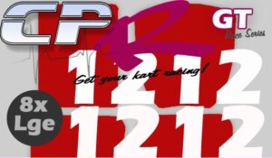 Number Pack 2 Digit - 8x LARGE White Numbers AND Decal pack with Rear Bumper Decal Red