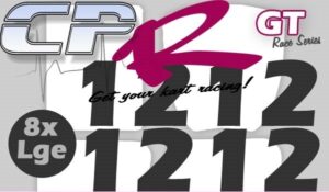 Number Pack 2 Digit - 8x LARGE Black Numbers AND Decal pack with Rear Bumper Decal White
