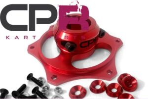 Sprocket Carrier Hub suit 40mm Axle 8mm Keyway Red (WITH BLACK COUNTERSUNK WASHERS)