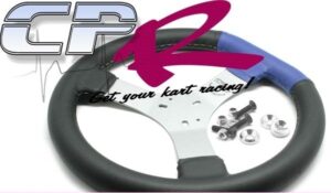 Steering Wheel Flat Top Stiched Blue with Silver Anodised Kit