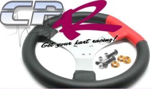 Steering Wheel Flat Top Stiched Red with Gold Anodised Kit